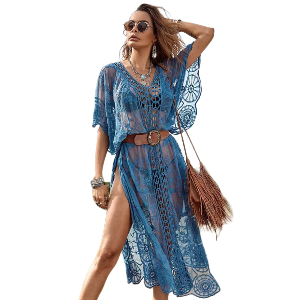 Amazon Beach Blouse Bottom Split Beach Sunscreen Women's Bikini Swimsuit Outer Thin Beach Dress