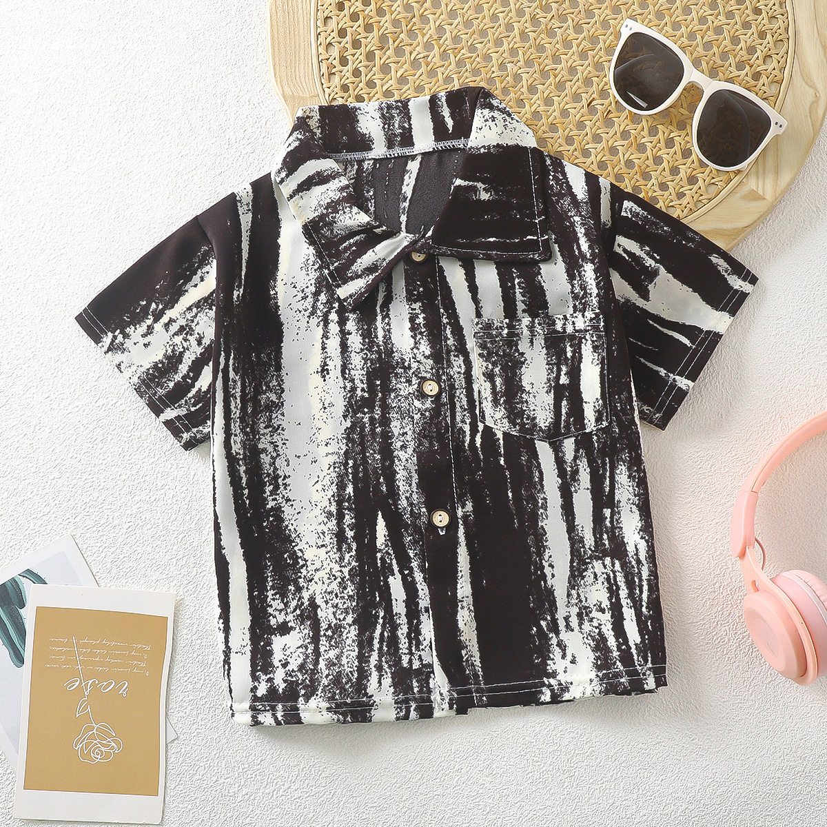 Children's shirt boys' and girls' lapel shirt summer baby short sleeve South Korea floral shirt doll shirt wholesale