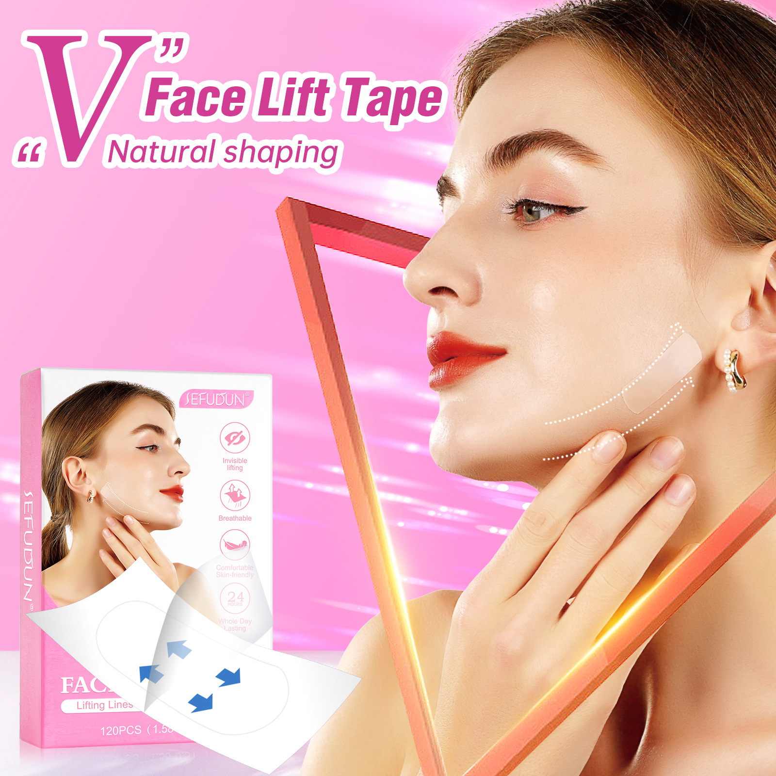 SEFUDUN invisible face lift stick small V face tight lift fade fine lines tighten chin 120pc