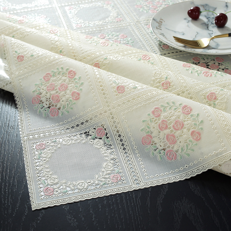 PVC tablecloth waterproof and oil-proof transparent table mat wash-free coffee table cloth crystal plate soft glass cover lace table cloth