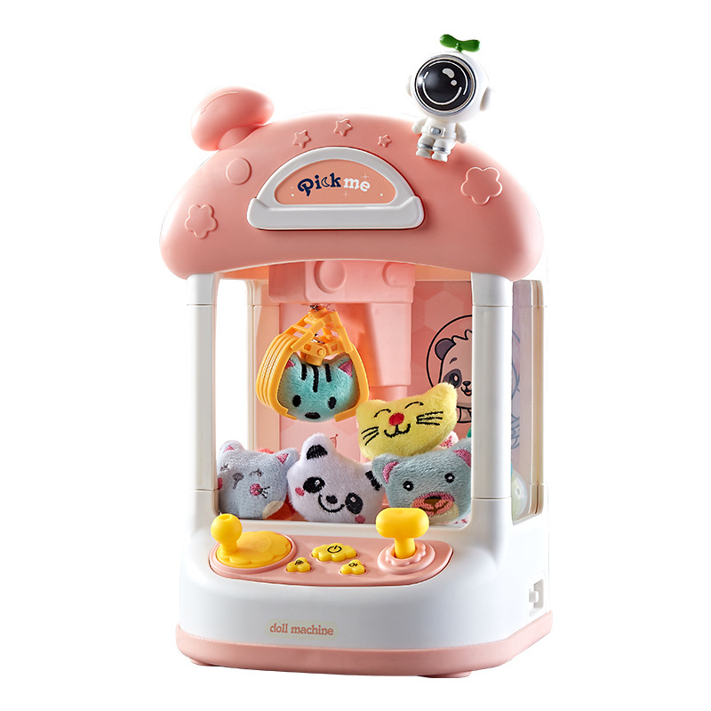 Children's Mini Doll Machine Small Household Electric Sound and Light Gashapon Clip Doll Machine Gift Grab Doll Machine Toy