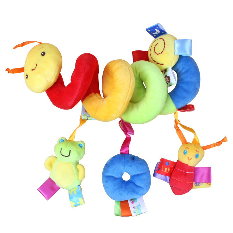 mamibeby0-3-year-old baby wind chime cartoon plush pendant animal bell car hanging bed hanging plush baby play