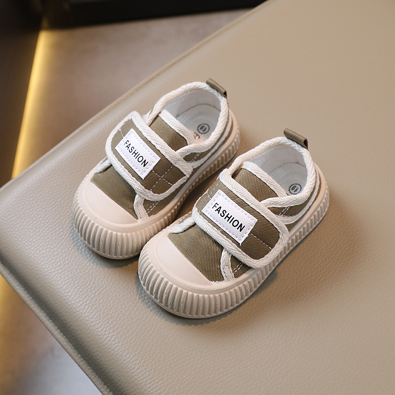 2023 spring and autumn children's canvas shoes boys' casual shoes shell head girls' biscuit shoes soft bottom baby shoes