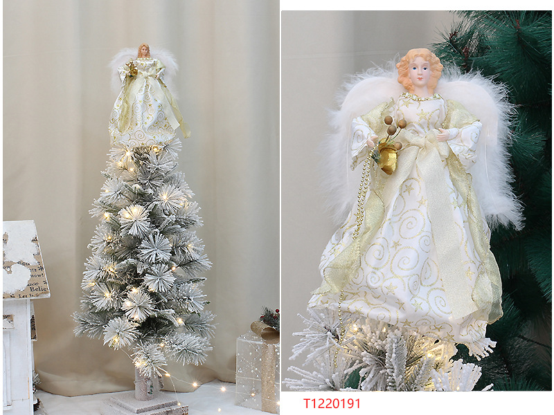 Baiyang crafts small wholesale Christmas new Christmas tree decoration supplies plush wings Angel Tree Top Star_voghion.com