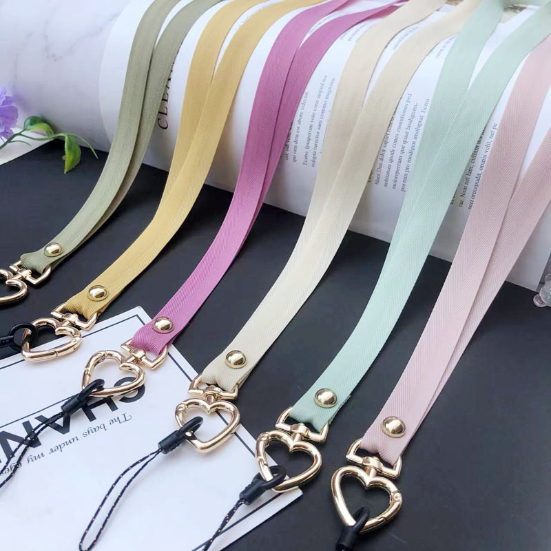 New love buckle mobile phone hanging rope hanging neck women's long color ribbon rope key work badge card set hanging rope