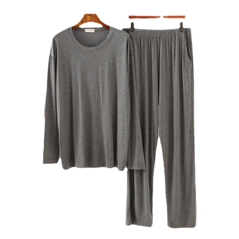 Modal Pajamas Men's Spring and Autumn Long-sleeved Youth Middle-aged Casual Loose Plus Size Home Wear Thin Suit
