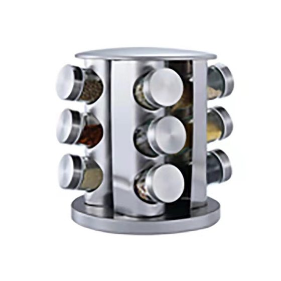 Rotatable Stainless Steel Seasoning Rack Multi-layer Household Kitchen Seasoning Storage Rack Glass Seasoning Bottle suit Stainless Steel