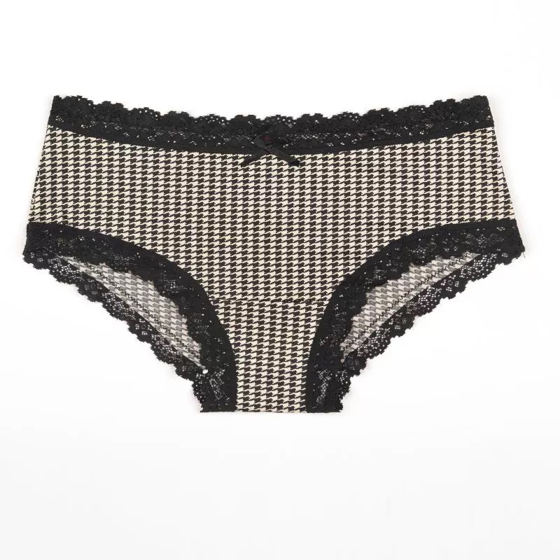 Japanese houndstooth sexy lace ice silk panties women's fresh, soft, silky and comfortable low-waisted bow briefs