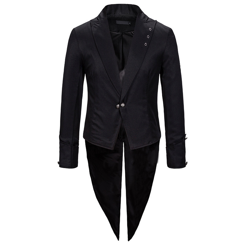 European and American Fashion Spring and Autumn Men's Performance Clothing Tuxedo Evening Dress Slim-fit Solid Color Lasel Single-breasted Suit