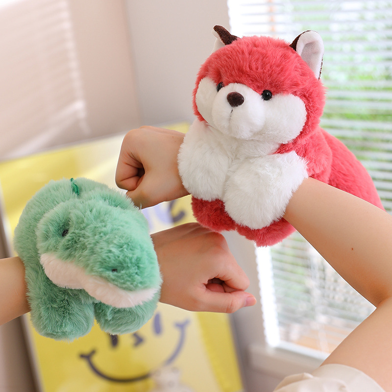 Cartoon Creative Snap Circle Plush Toy Husky Capibala Capybara Fox Doll Panda Children's Bracelet