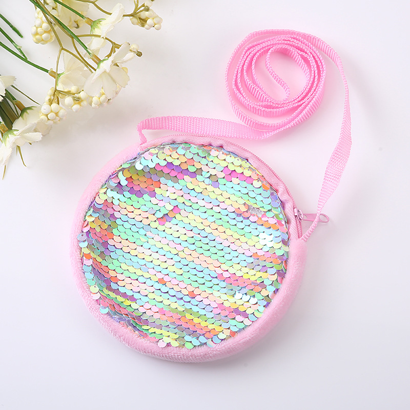 Korean Style Children's Bag Girls' Crossbody Bag Fashion Princess Girl Baby Cute Plush Sequin Shoulder Backpack
