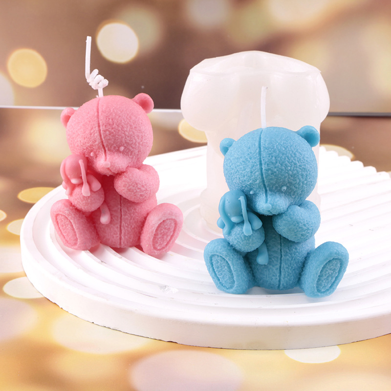 Cross Border Bear Silicone Cake Mold DIY Pearl Bear Rabbit Candle Cake Decorative Ornaments Gypsum Grinding Tools