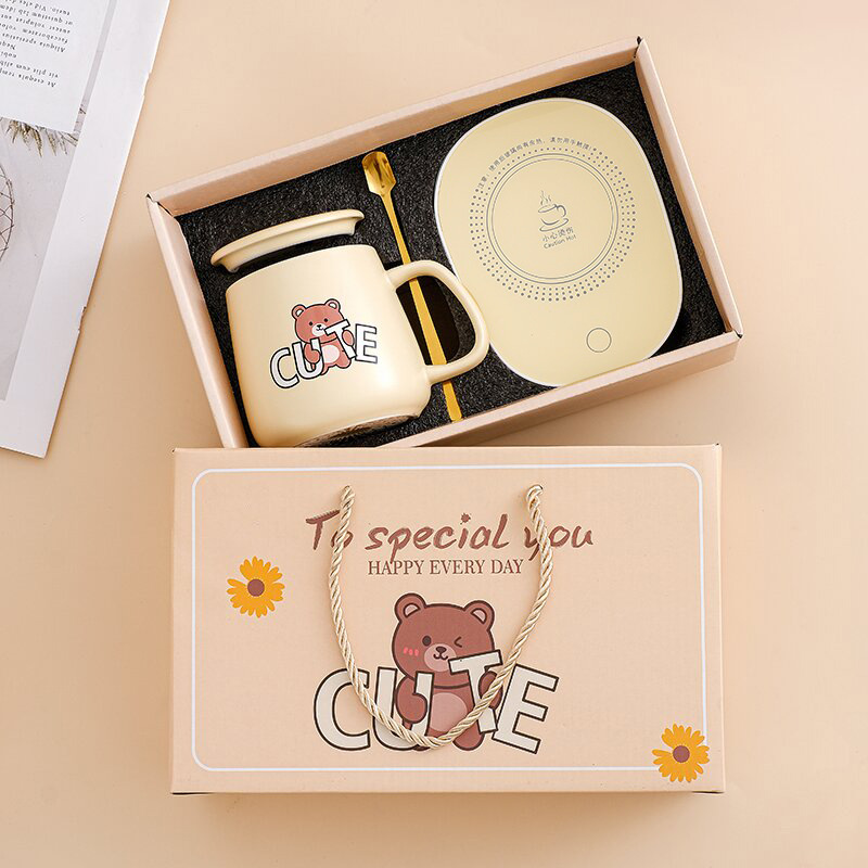 Warm Constant Temperature Cup Set Water Cup Ceramic Cup Cup Mug Gift Box Opening Creative Small Gift Accompanying Gift