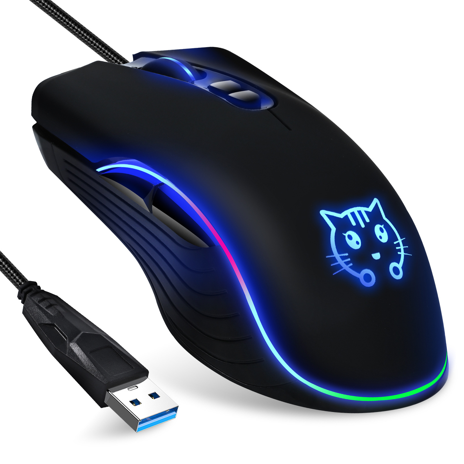 Electric gaming MOUSE LUNA cat wired game MOUSE Factory wholesale cross-border e-sports photoelectric MOUSE MOUSE