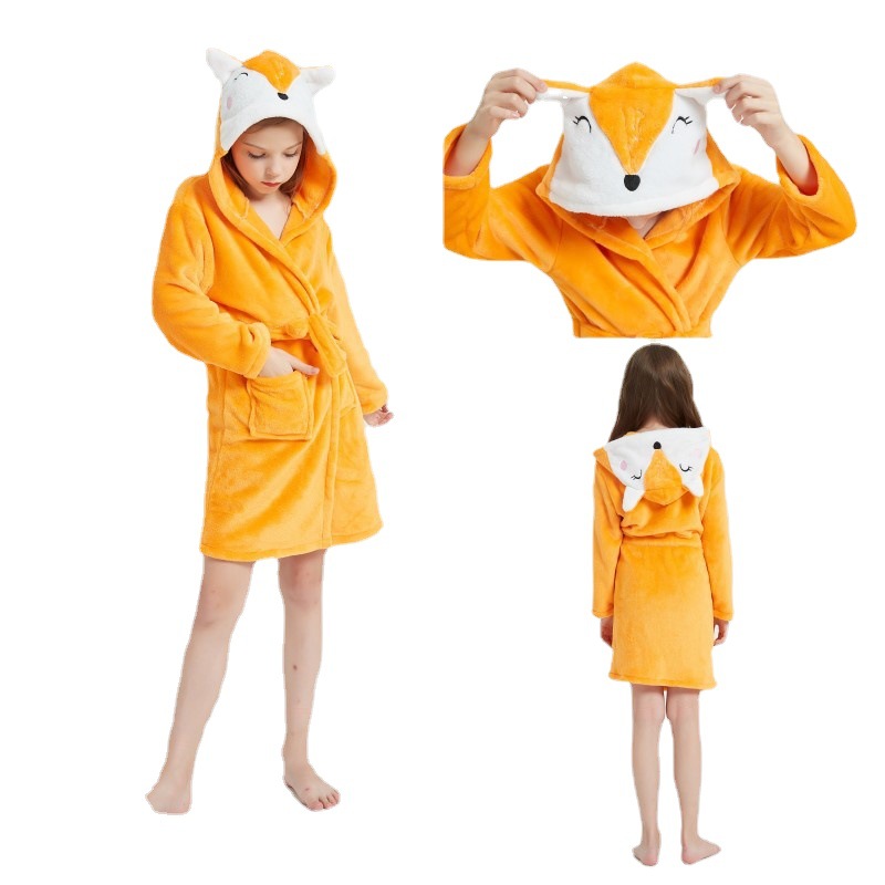 New Galaxy Star Tianma Children's Flannel Nightgown Bronzing Color Gold Cartoon Animal Home Clothes Foreign Trade Edition