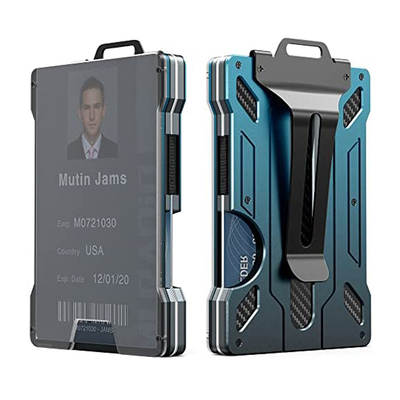 Amazon new aluminum alloy card holder transparent badge RFID metal wallet work card holder with badge position