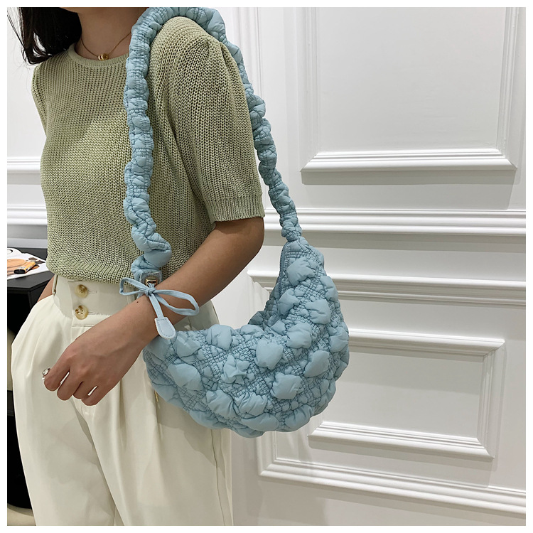 Borsa da donna Niche Bubble Borsa monospalla sottobraccio Borsa coreana in cotone Borsa a tracolla casual Borsa a nuvola plissettata_voghion.com