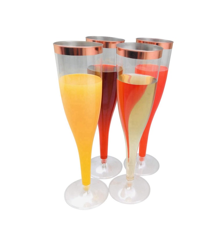 4.5オンスプラスチック使い捨て高足カップシャンパンカップ卸売り透明シャンパンカップ金辺|undefined