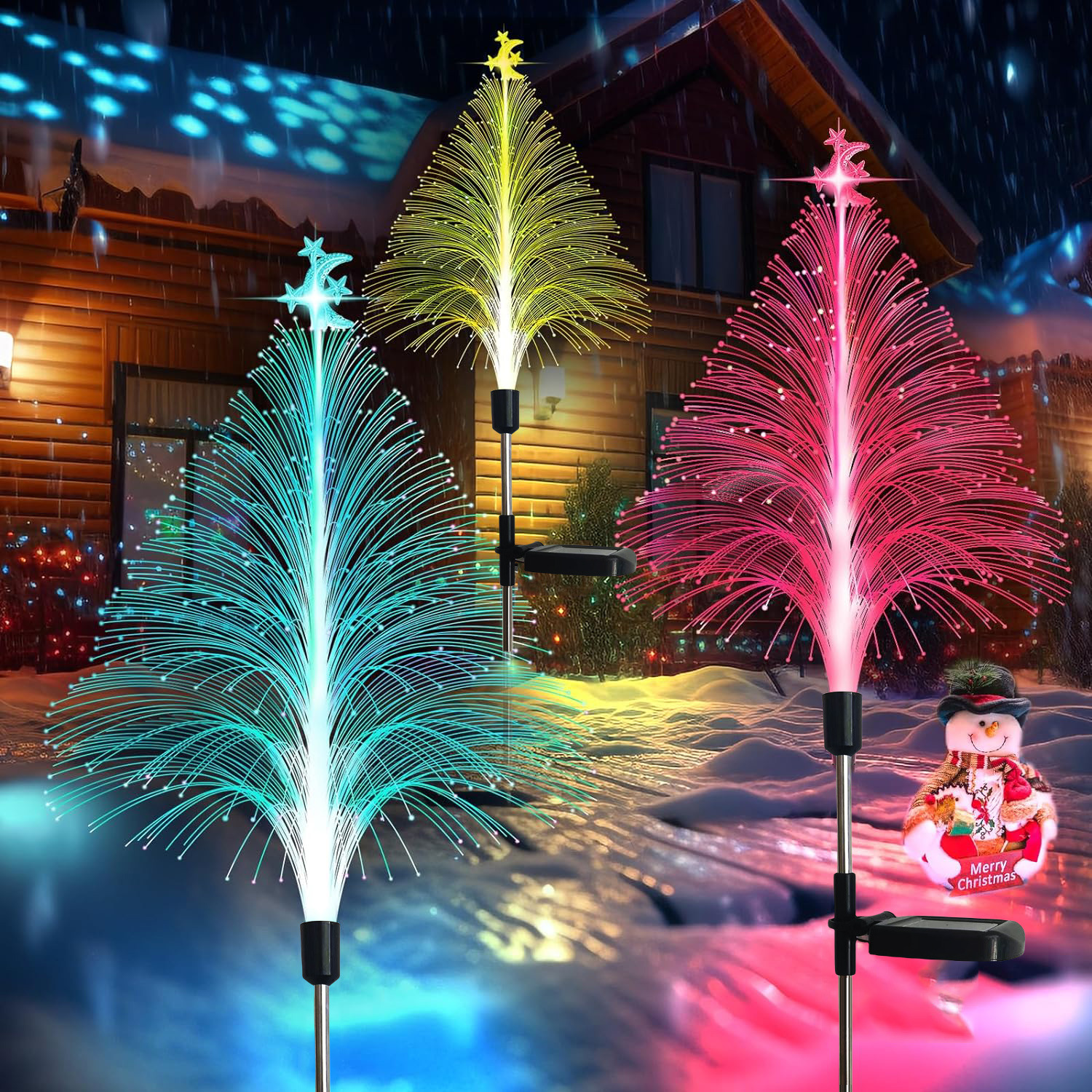 Solar fiber optic water lamp colorful Christmas tree ground lamp outdoor courtyard ceiling lamp garden decoration landscape lamp