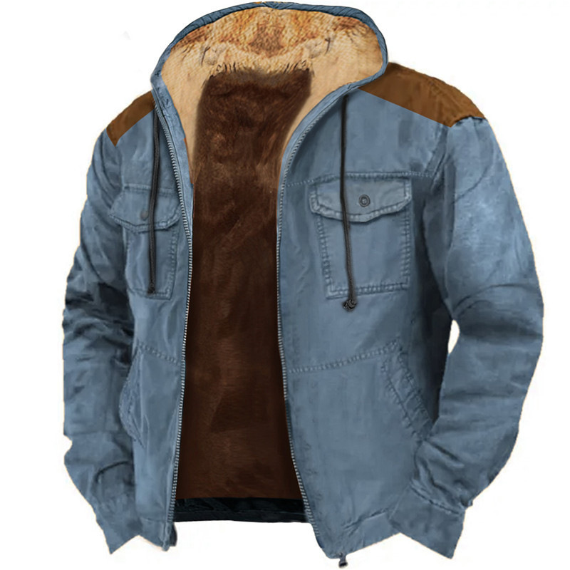 2023 European and American cross-border solid color pattern 3D printing digital printing hooded sweater Brown lining pocket Cotton