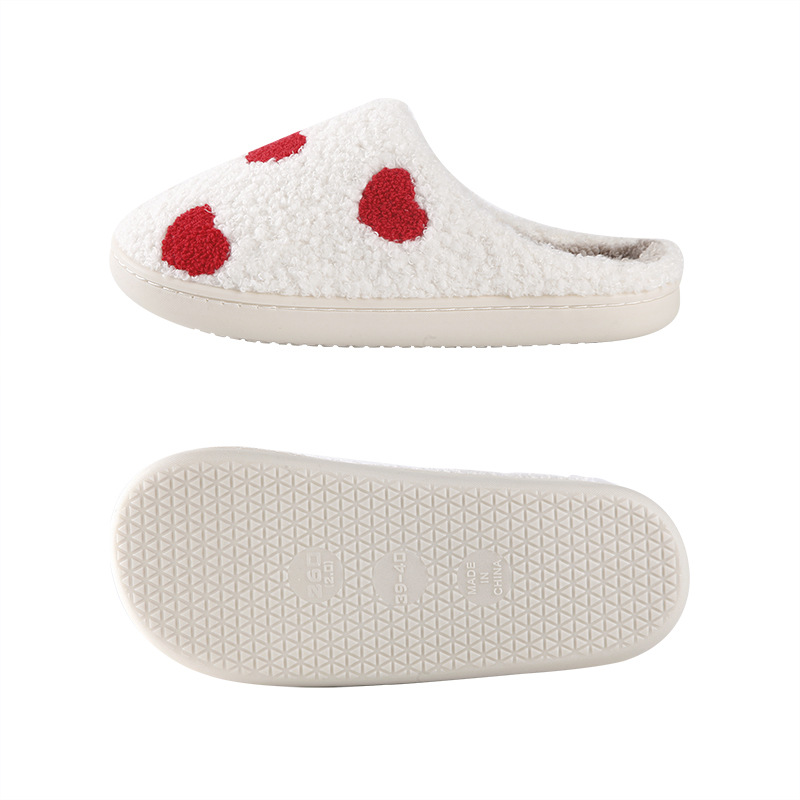 New home small love warm winter cotton slippers couple men and women thick bottom soft sole shoes thick non-slip cute
