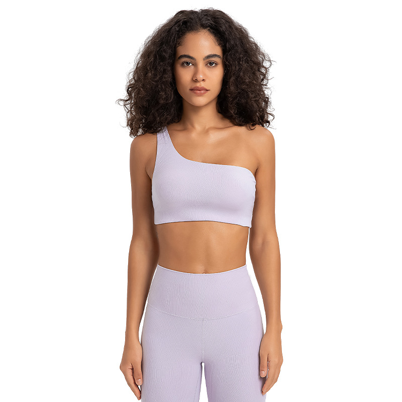 Shishi Quality Collection New Personalized Single Shoulder Strap Sports Underwear Drop Sexual Beauty Back Shockproof Yoga Fitness bra