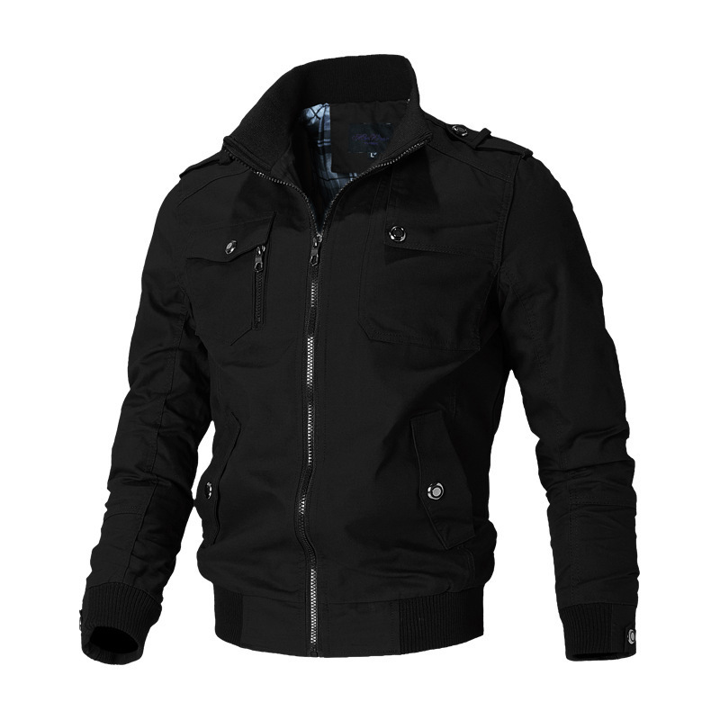 2021 New Style Jacket Men's Coat Korean Style Casual Men's Youth with Vertical Collar Spring and Autumn Cotton Jacket Trendy Jacket
