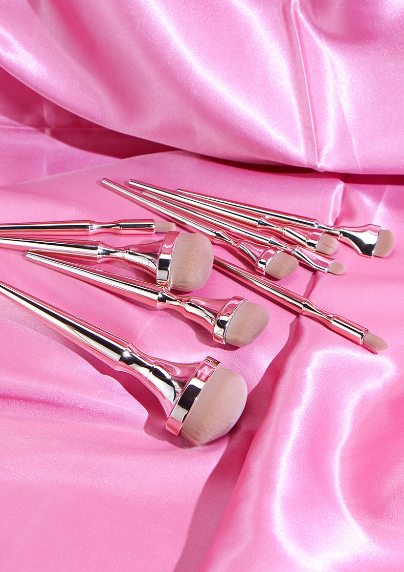 9pcs Drunk Gold Cosmetic Brush suit Toothbrush Cosmetic Brush Full Set of Loose Powder Blush _voghion.com