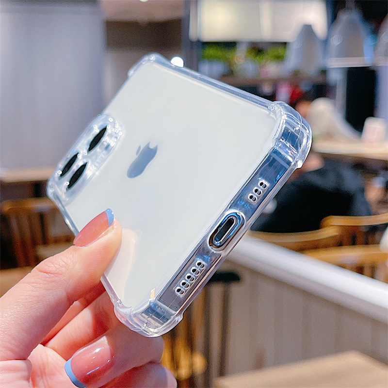 For Apple 14 four-corner airbag anti-fall shell iPhone13Pro phone case 12 fine hole protective shell transparent 15