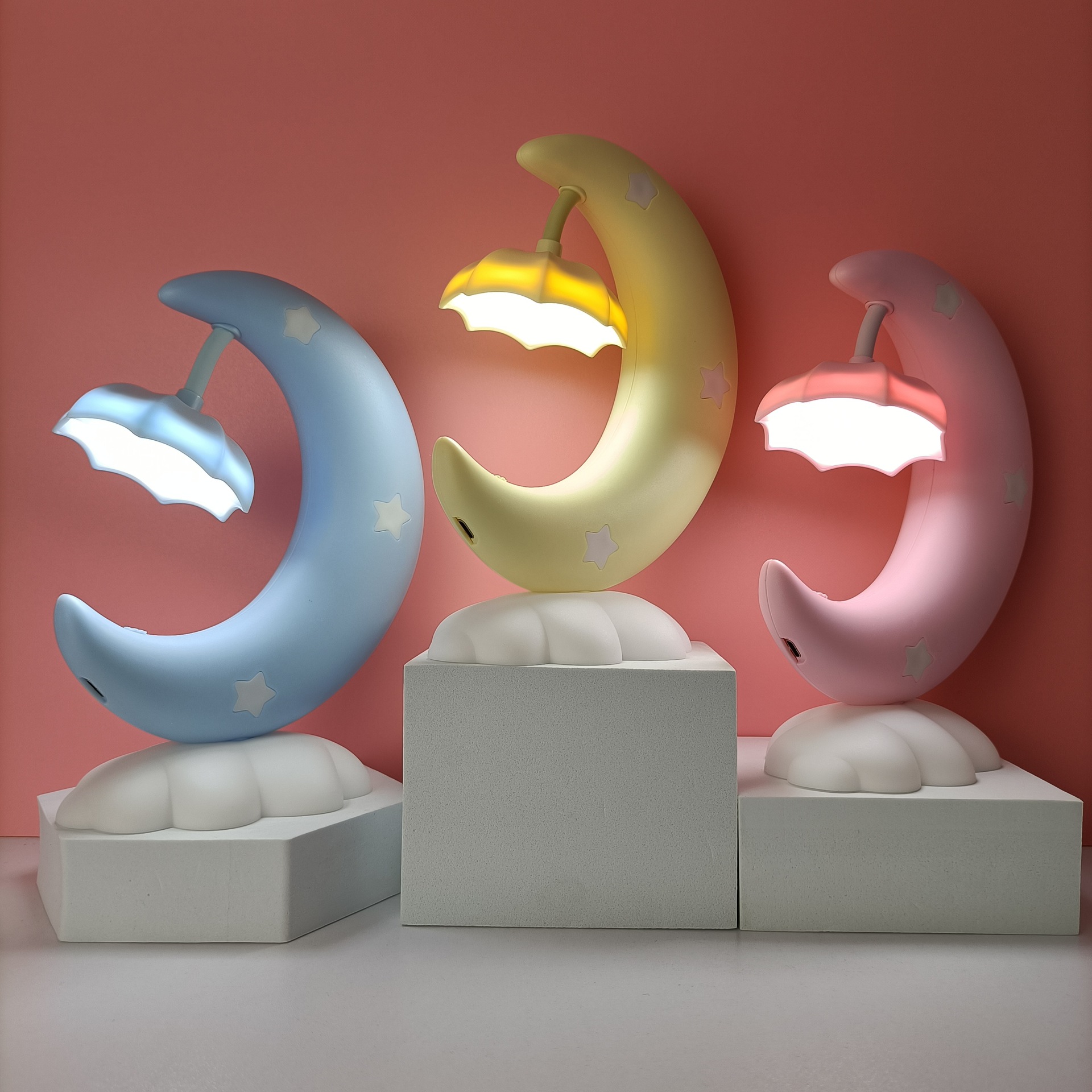 Cartoon Moon Boat Table Lamp Bedroom Sleep Lamp Baby Feeding Table Lamp Children's Nightlight Girl's Heart Bedside