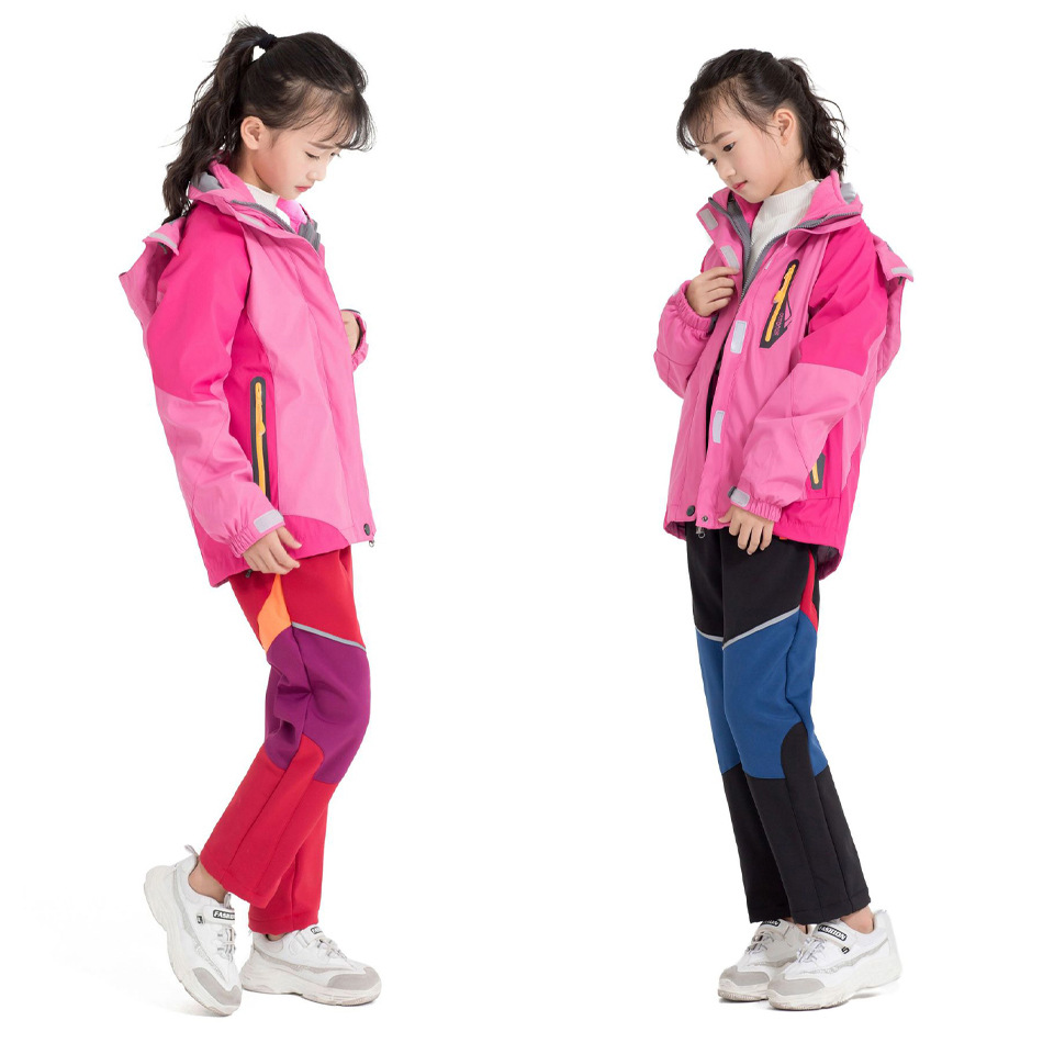 PETUTWO/Pengtutu Children's Soft Shell Rush Pants Outdoor Mountaineering Warm Pants Soft Shell Waterproof Pants for Boys and Girls