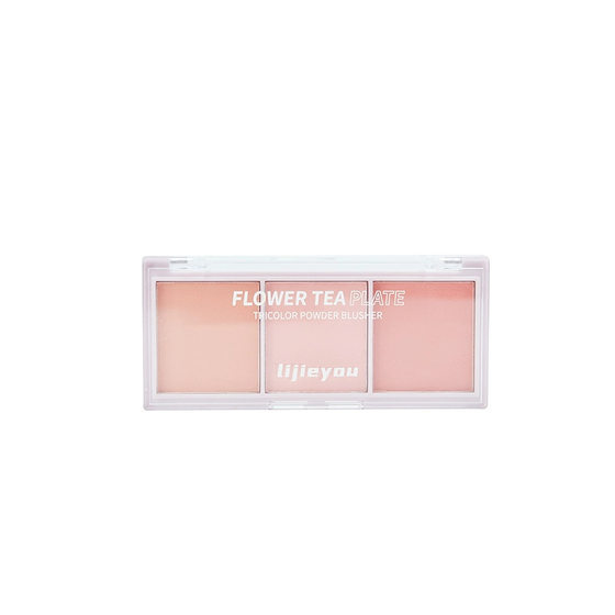 AUYK Tricolor Blush Plate Afternoon Tea High Glow One Plate Rouge Cream Expanded Color Milk Tea Blush Brush Blue