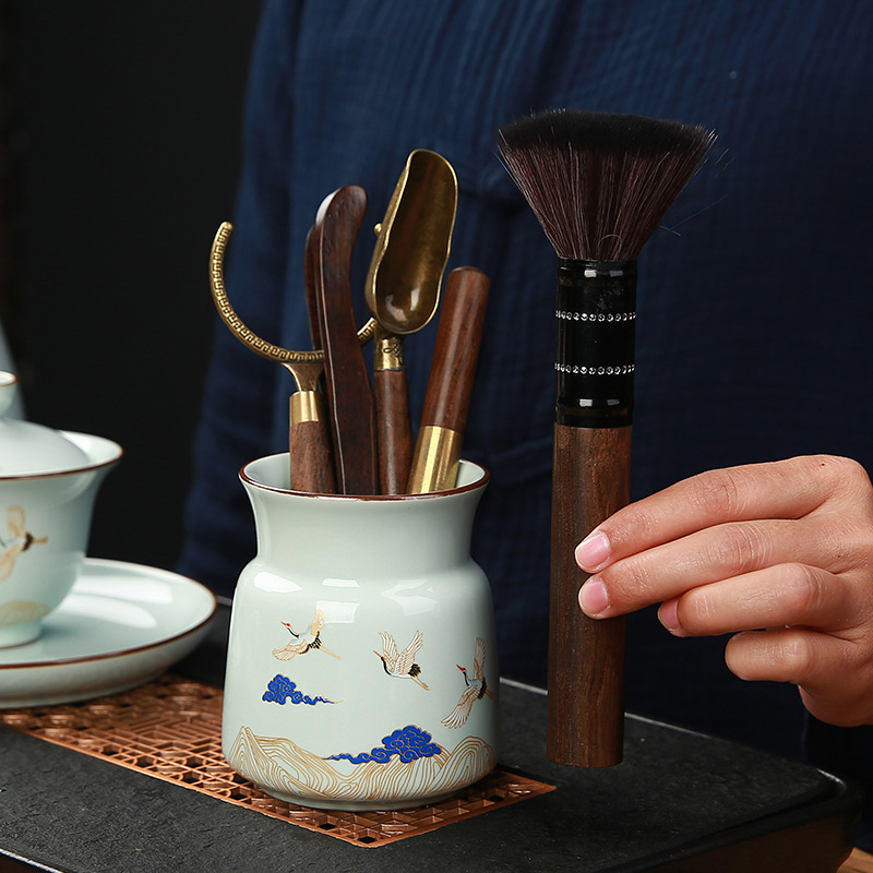 黑檀竹木茶道六君子套裝功夫茶具配件六君子泡茶工具茶夾勺刀筆道