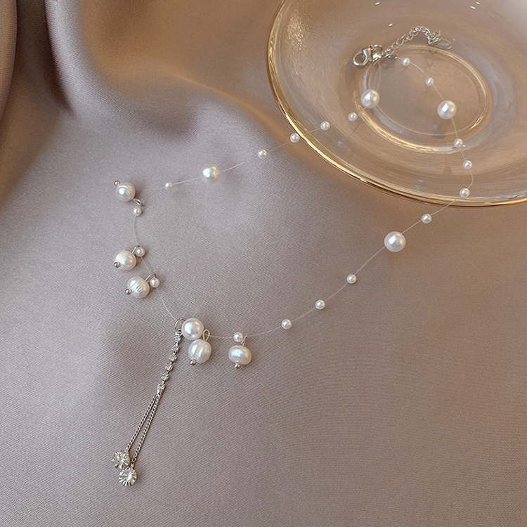 Light Luxury Pearl Necklace Women's 2022 New Fashion Elegant Niche Design Sense Collarbone Chain Simple All-match Necklace Chain