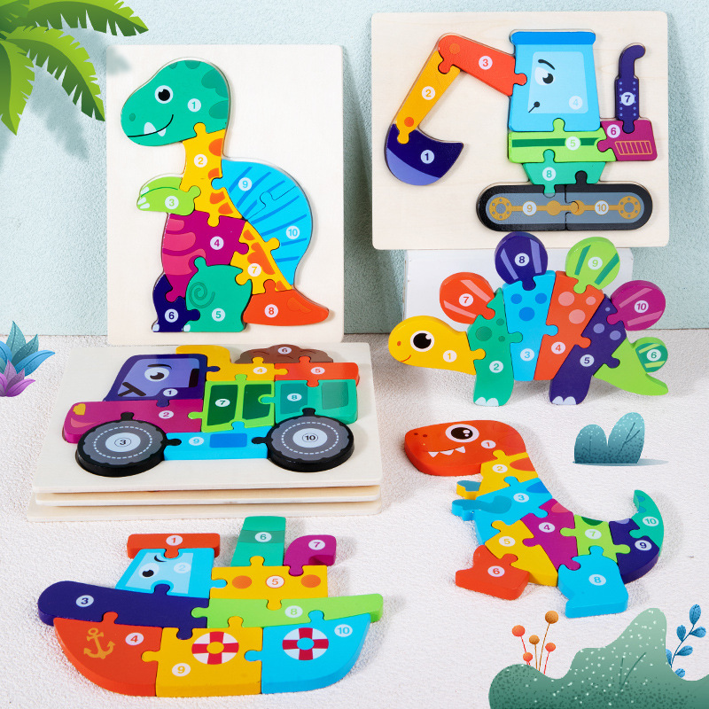 CPC Cross-border 3D Stereo Children's Stereo Puzzle Dinosaur 0-3 Baby Early Education Puzzle Development Animal Traffic Puzzle