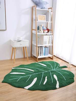 Creative ins Leaves Cashmere Carpet Floor Mat Study Floor Mat Living Room Coffee Table Mat Green Bedroom Bedside Mat