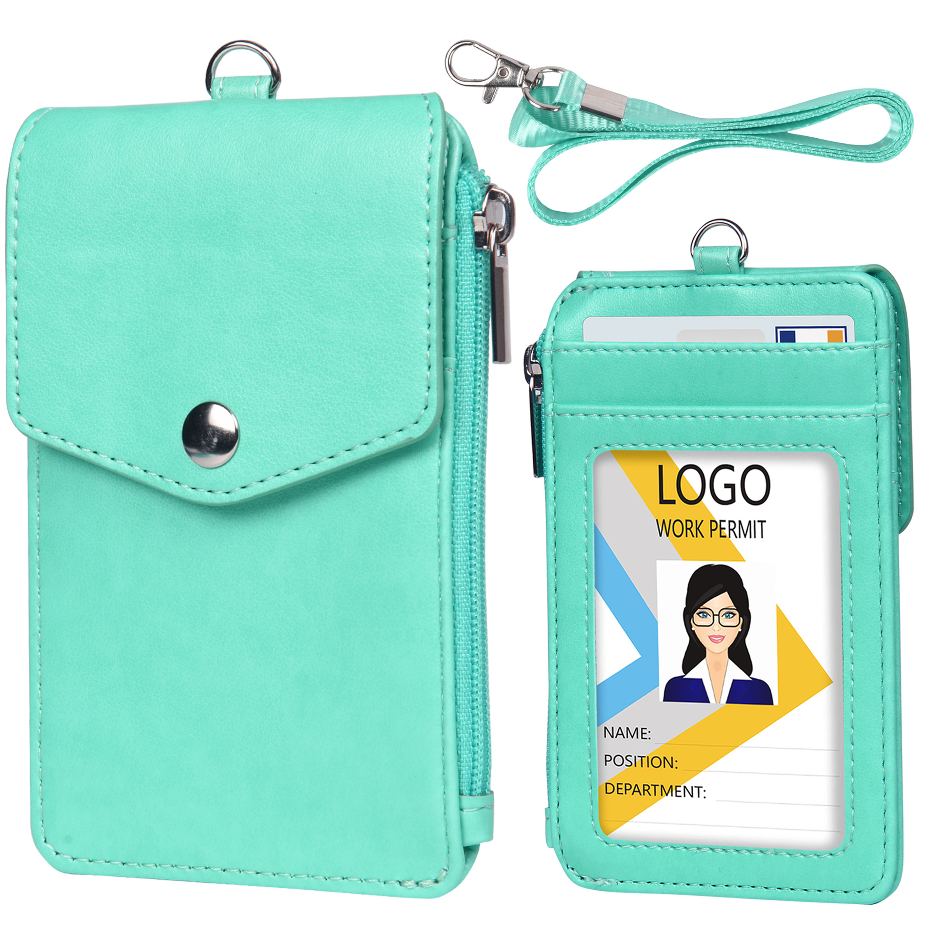 PU badge vertical multi-card position factory card men's and women's work card leather simple card holder student ID card holder in stock