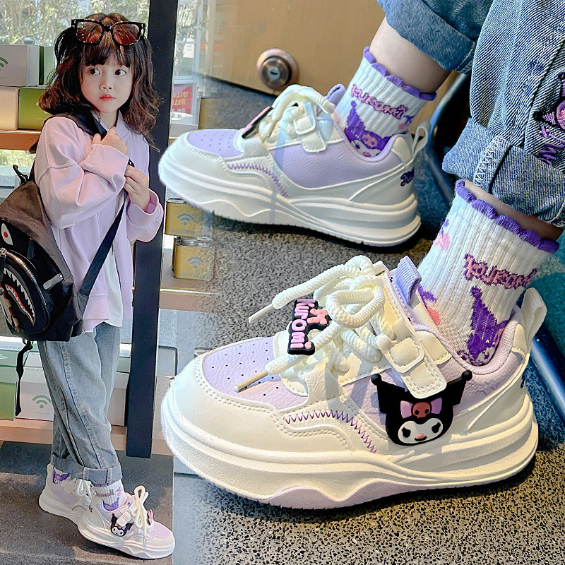 Girls kulomi board shoes 2024 spring and autumn new children's sneaker big children's casual shoes soft bottom non-slip