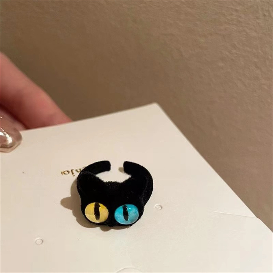 Anello carino con mostro di gatto carino, moda femminile, anello aperto regolabile per dita, anello di personalità per fidanzate di celebrità di Internet_voghion.com