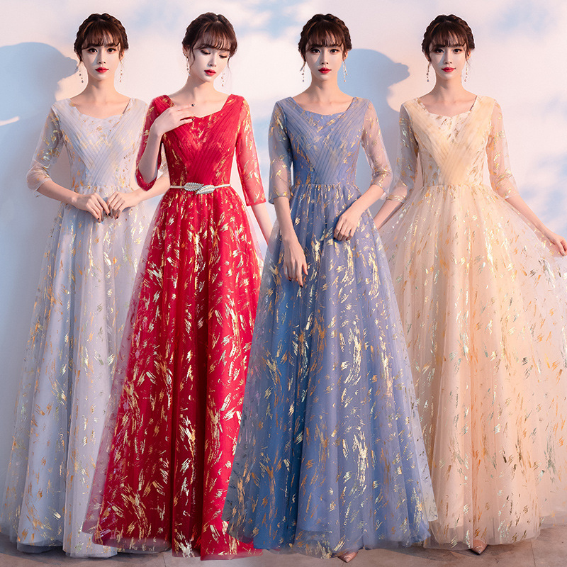 Grand Choir Evening Dress Women's 2024 New Summer Adult Performance Dress Long Dress Recitation Host Conductor Dress