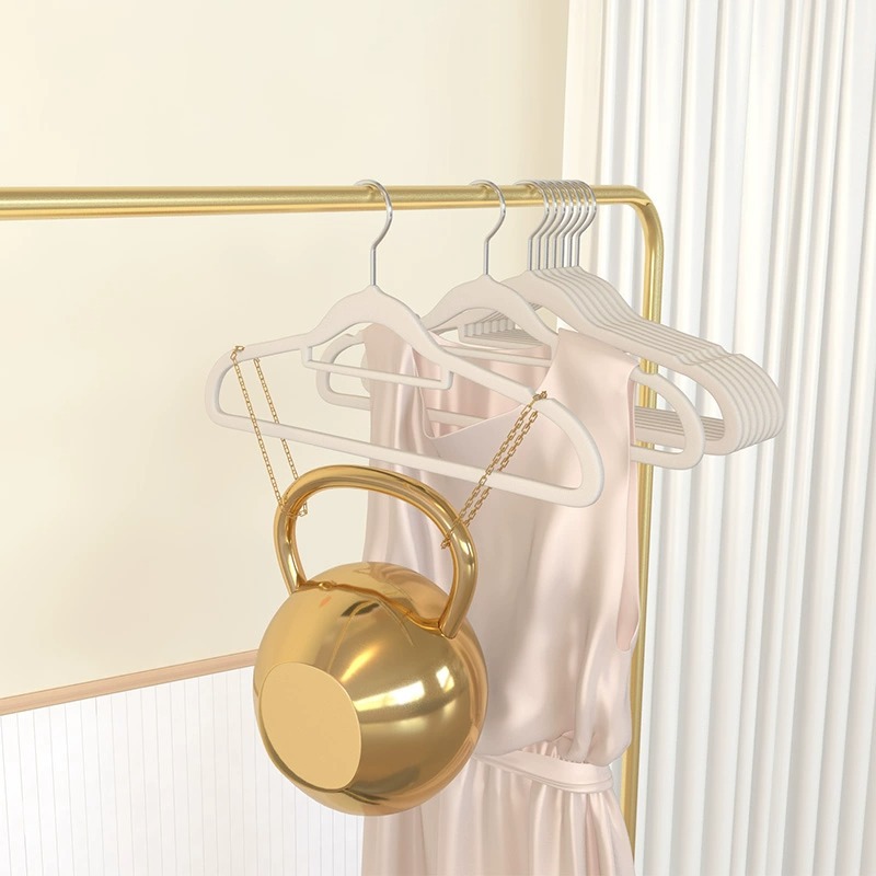 Flocking Clothes Hanger Household Non-slip Clothes Hanger Seamless Light-transmitting Finishing Teachers Specialized Clothes Hanging Adult Clothes Support Wholesale