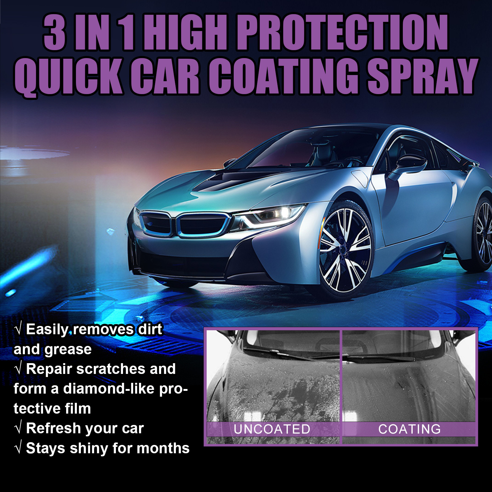Rayhong 3 in 1 high protection fast car paint spray automatic hand paint color change clean coating spray