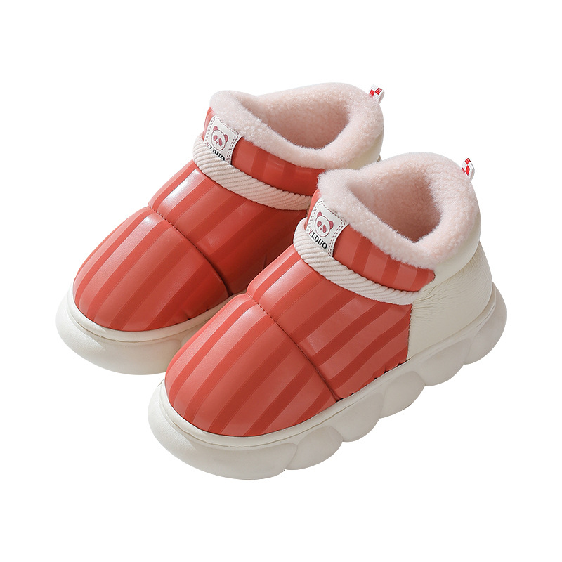 2023 New Home cotton shoes indoor home thick bottom waterproof leather cotton shoes fleece-lined thickened home shoes can be worn outside