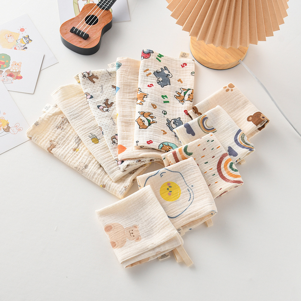 Baby saliva towel pure cotton gauze towel baby burp towel children handkerchief newborn super soft face washing small square towel