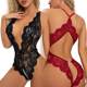 Foreign trade Europe and the United States sexy underwear new large size lace temptation open crotch sexy backless free jumpsuit wholesale