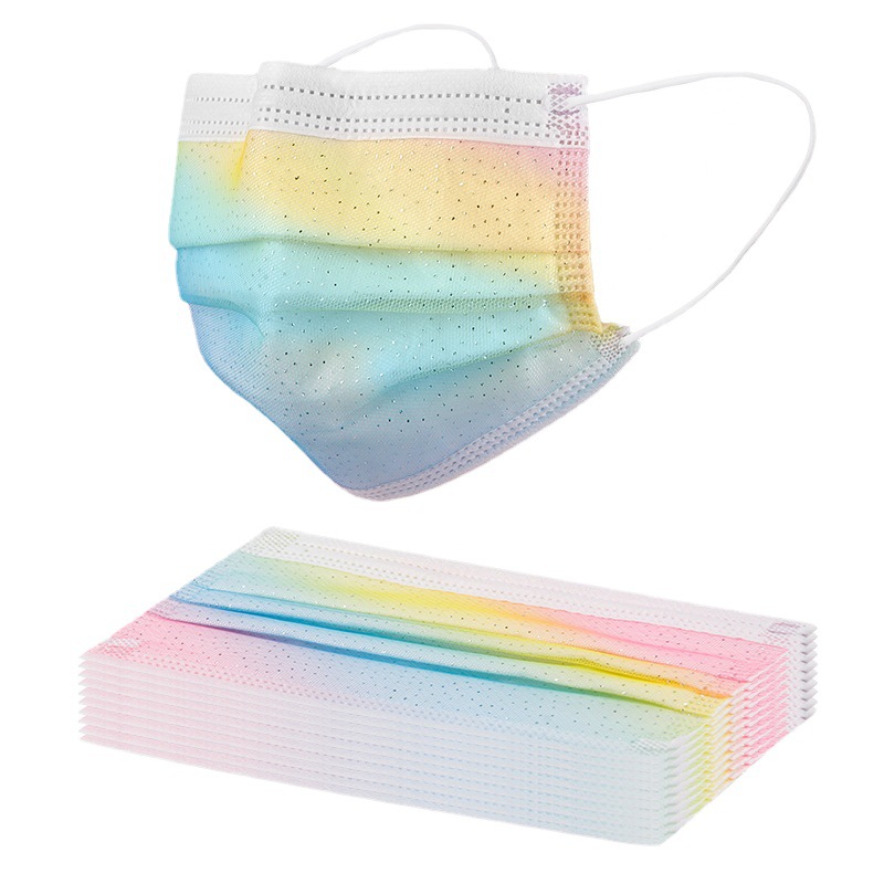 Japan Cross-border Rainbow Mesh Disposable Non-woven Mask Summer Sunscreen Dust-proof Personalized Gradient Mask