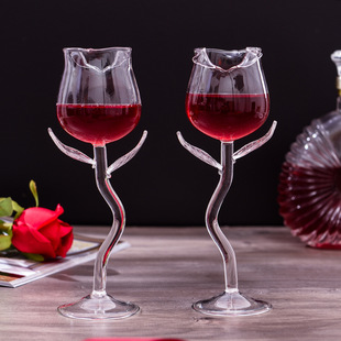 Creative Rose Cocktail Mug High Color Value Goblet Wine Glass Special Red Wine Glass Flower Cup