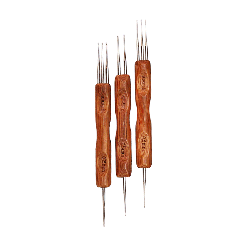 Bamboo handle crochet dirty hair crochet wholesale carbonized bamboo handle iron head crochet hand sweater needle knitting tools