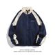 Japanese retro contrast color stitching stand collar jacket men's spring and autumn fashion brand loose college style couple casual jacket