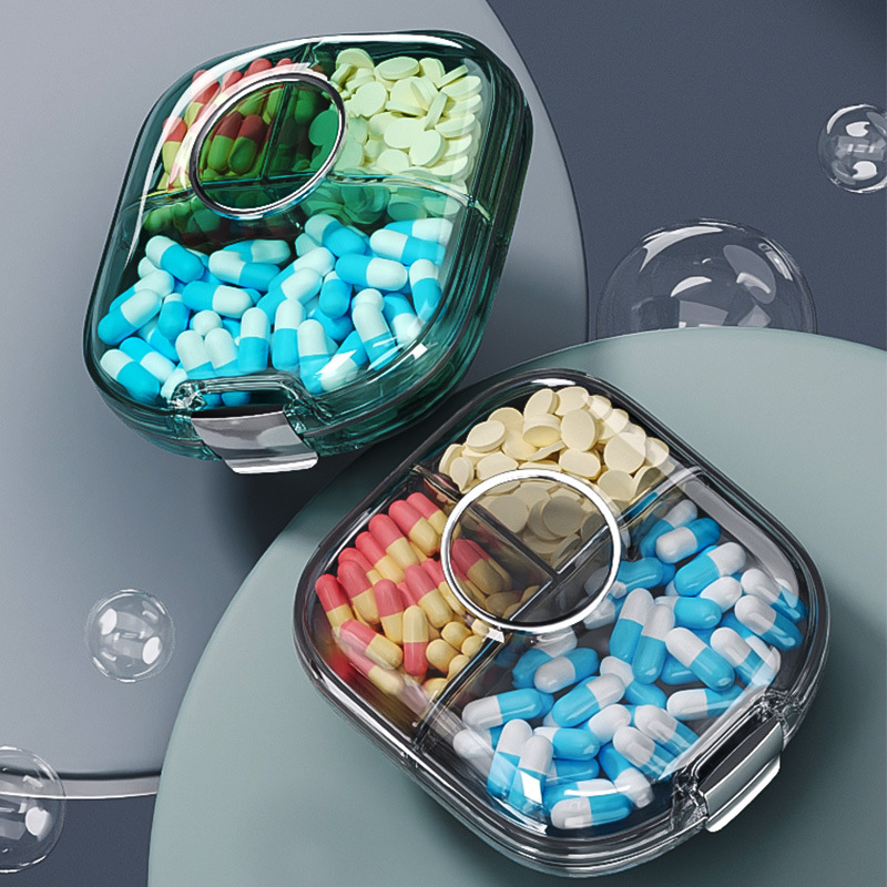 Multi-functional portable storage box packing morning, afternoon and evening reminder small size mini portable morning, middle and evening tablets Medicine Collection